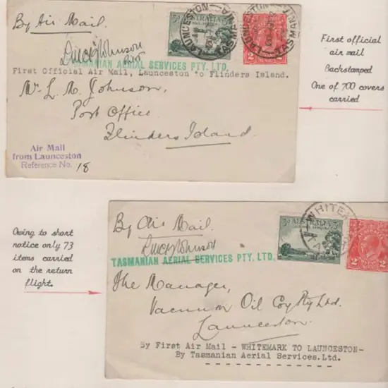 1932 (7th June) Launceston to Whitemark (400 ...