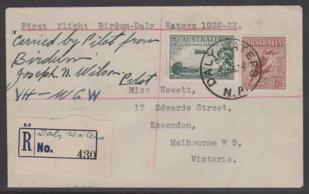 1932 (1st Dec) Daly Waters to Birdum Qantas ... Image 1++