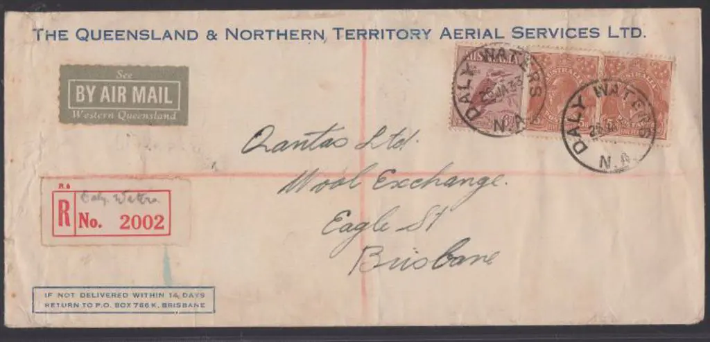 1933 (26th Jan) Daly Waters to Brisbane Registered ... Image 1++
