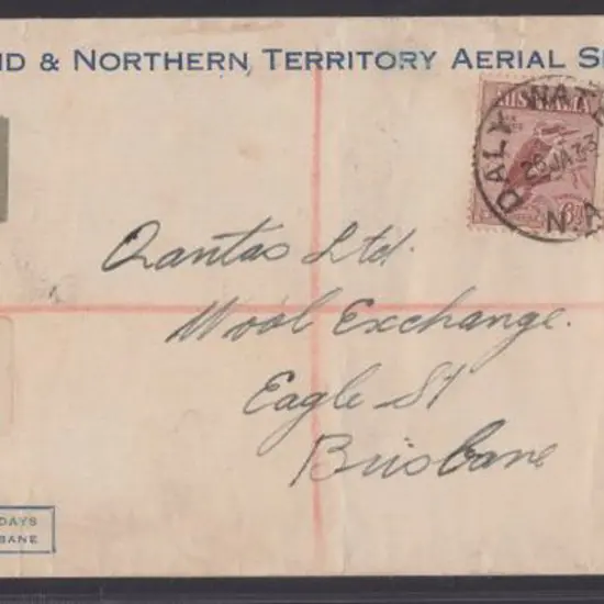 1933 (26th Jan) Daly Waters to Brisbane Registered ...