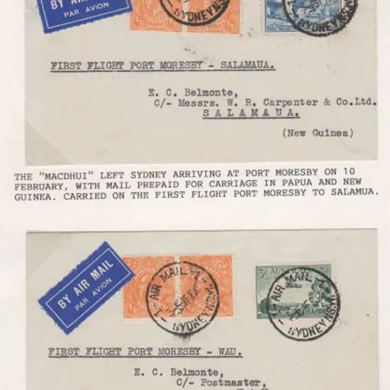 1933 (4-10th Feb) Australia to Papua to New Guinea ...