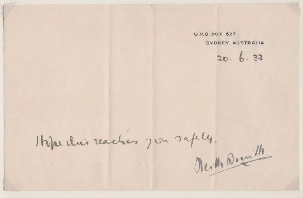 1933 (20th June) Original notelet from Keith Smith ... Image 1++