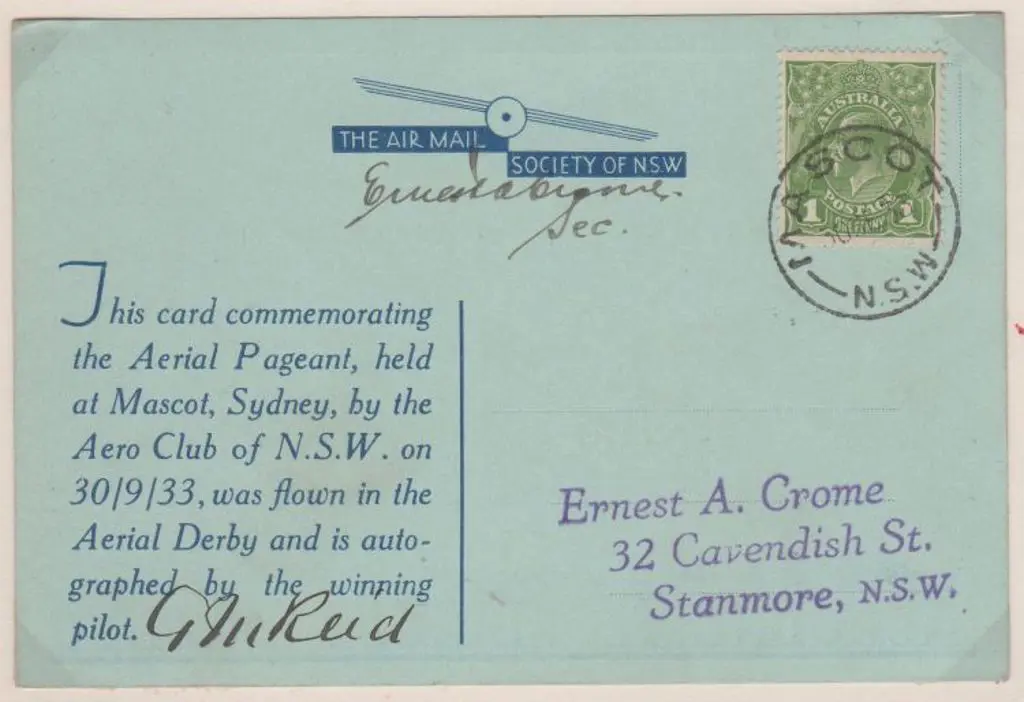 1933 (30th Sept) Mascot Aerial Pageant blue Air ... Image 1++