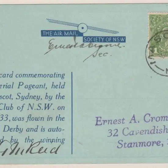 1933 (30th Sept) Mascot Aerial Pageant blue Air ...