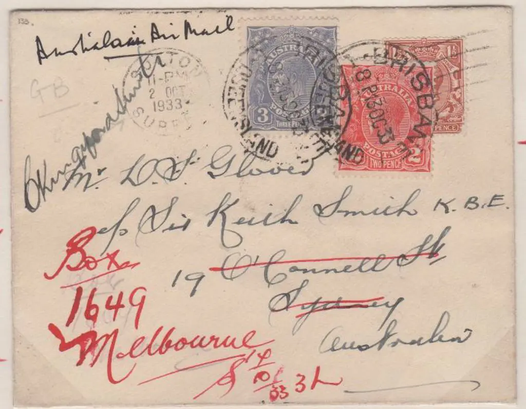 1933 (4th Oct) ditto but plain env with GB 1½d KGV ... Image 1++