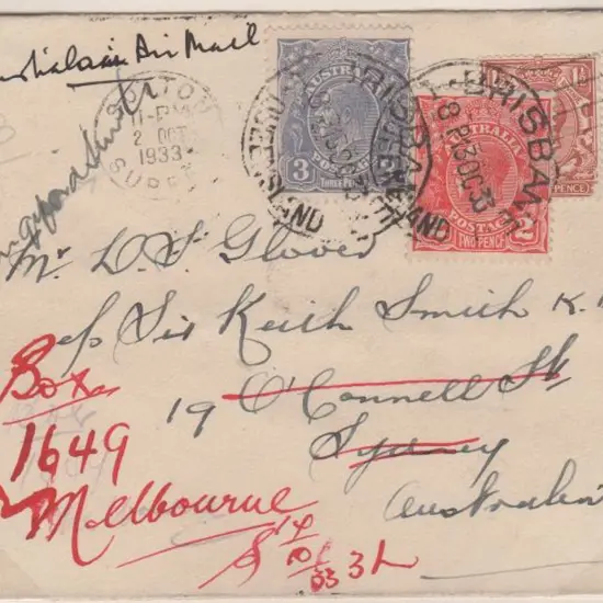 1933 (4th Oct) ditto but plain env with GB 1½d KGV ...