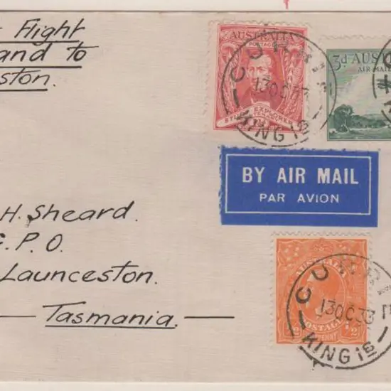 1933 (14th Oct) ditto but Currie, King Island to ...