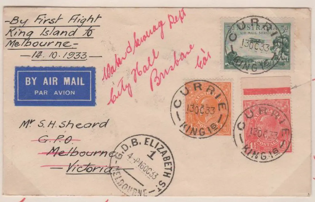 1933 (13th Oct) ditto Currie, King Island to ... Image 1++
