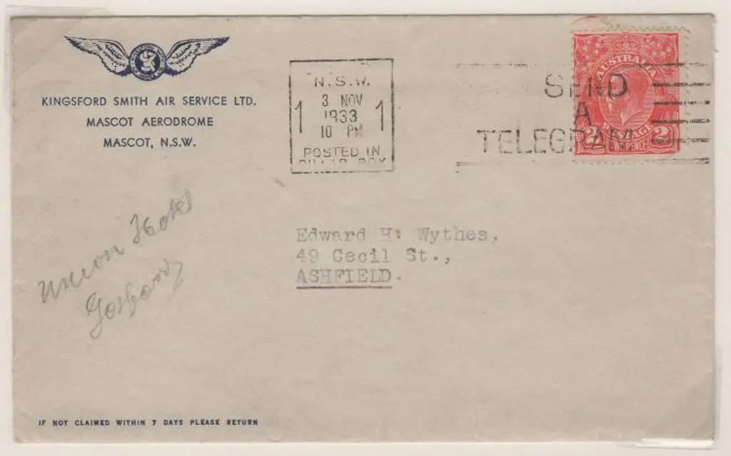 1933 (3rd Nov) Kingsford Smith Air Service Ltd, ... Image 1++