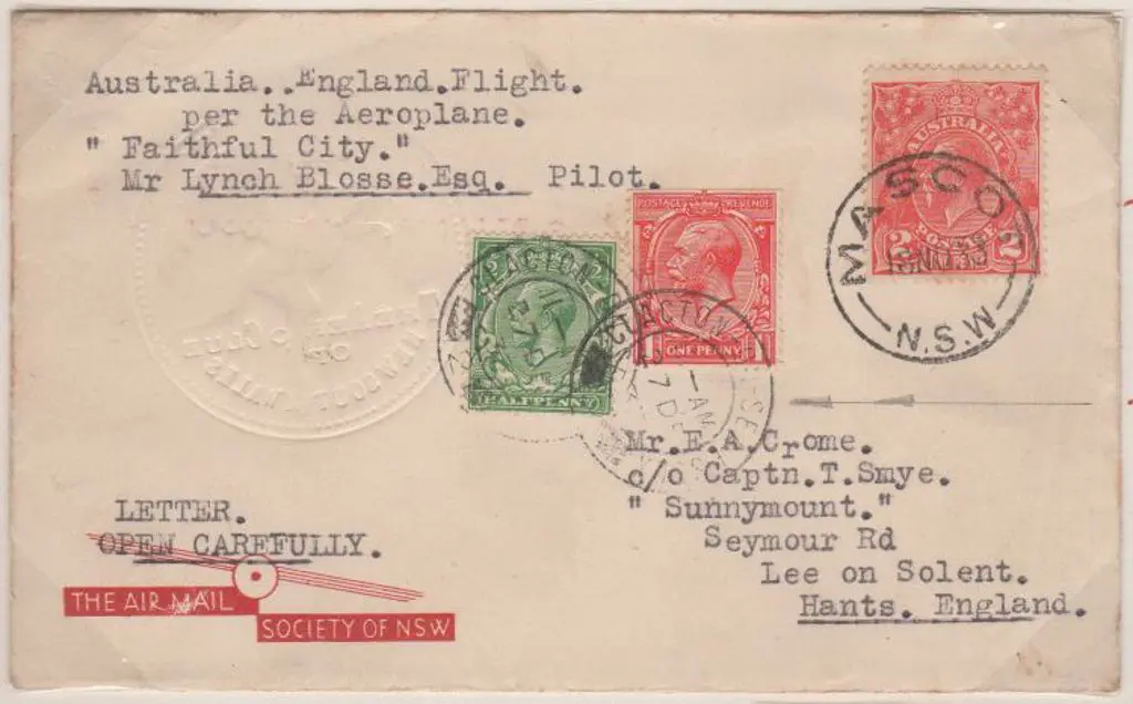 1933 (21st Nov) Australia to England carried on ... Image 1++