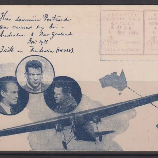 1933 (3rd Dec) ditto & also signed by Charles Ulm. ...