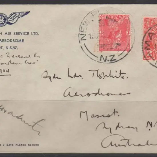 1934 (13th Jan) ditto but with 2d KGV tied by ...