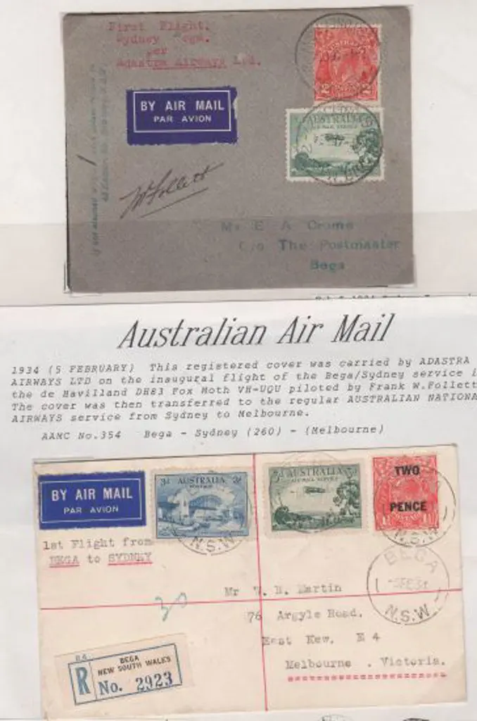 1934 (5th Feb) Sydney to Bega & return by Adastra ... Image 1++