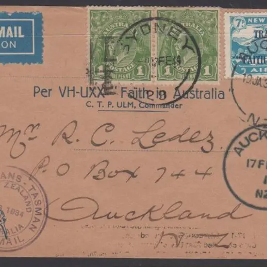 1934 (17th Feb) New Zealand to Australia First ...