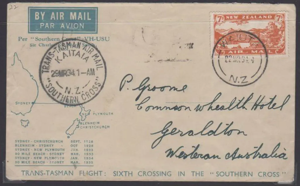 1934 (29th March) New Zealand to Australia ... Image 1++