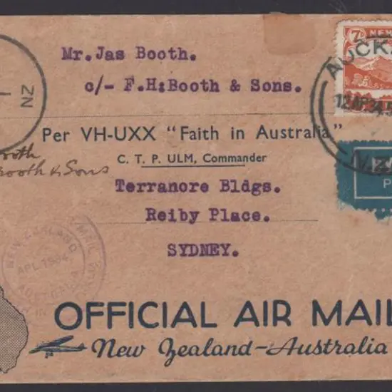 1934 (10-14th April) New Zealand to Australia ...