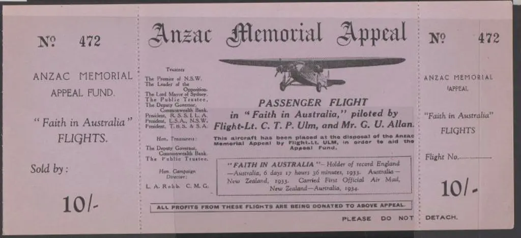 1934 (April) "Anzac Memorial Appeal - Passenger ... Image 1++