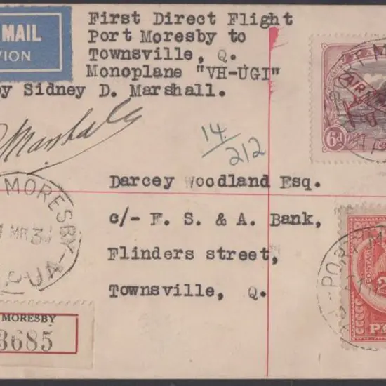 1934 (12th April) Port Moresby, Papua to ...