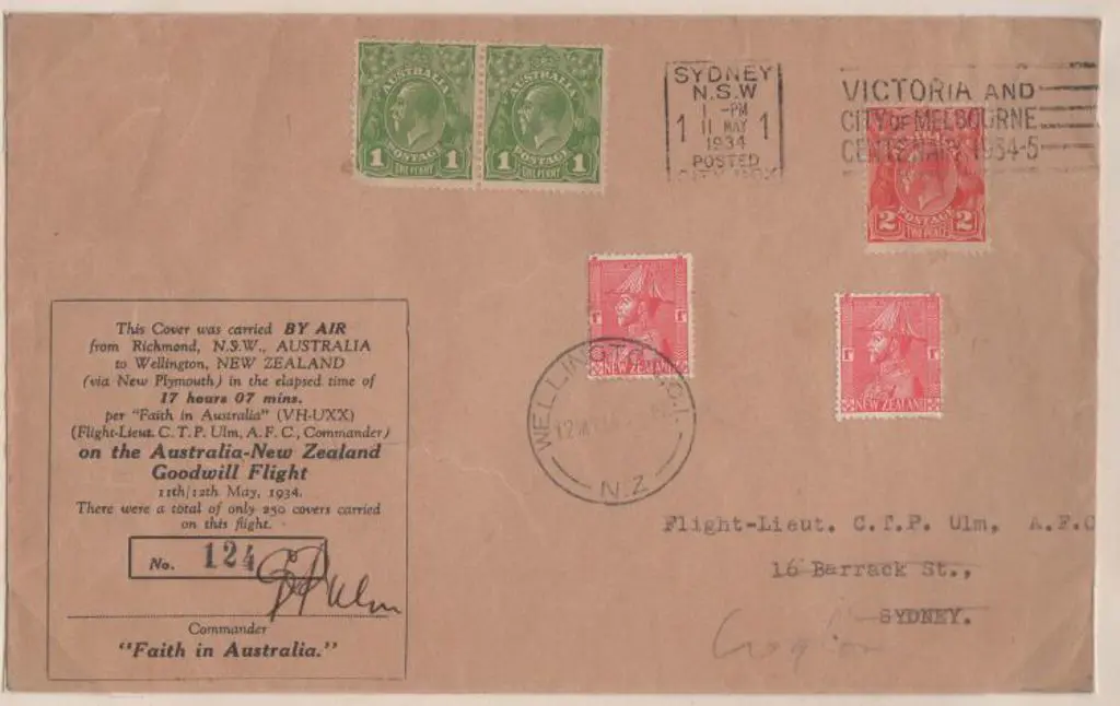 1934 (11th May) Australia to NZ "Goodwill flight" ... Image 1++