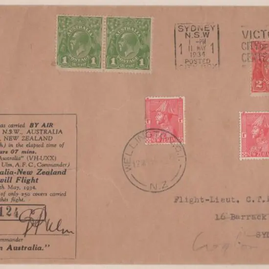 1934 (11th May) Australia to NZ "Goodwill flight" ...
