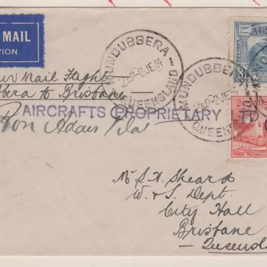 1934 (2nd June) Mundubbera, Queensland to Brisbane ...