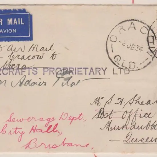 1934 (2nd June) Cracow to Mundubbera intermediate ...
