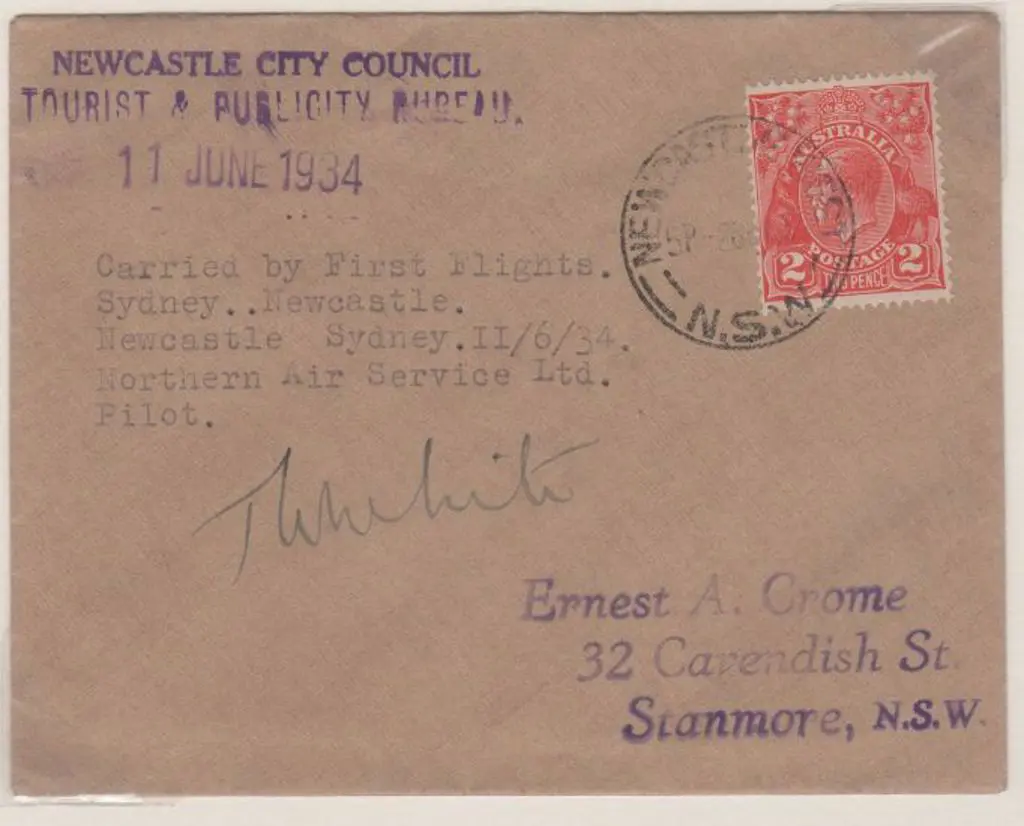 1934 (11th June) Sydney to Newcastle cover carried ... Image 1++