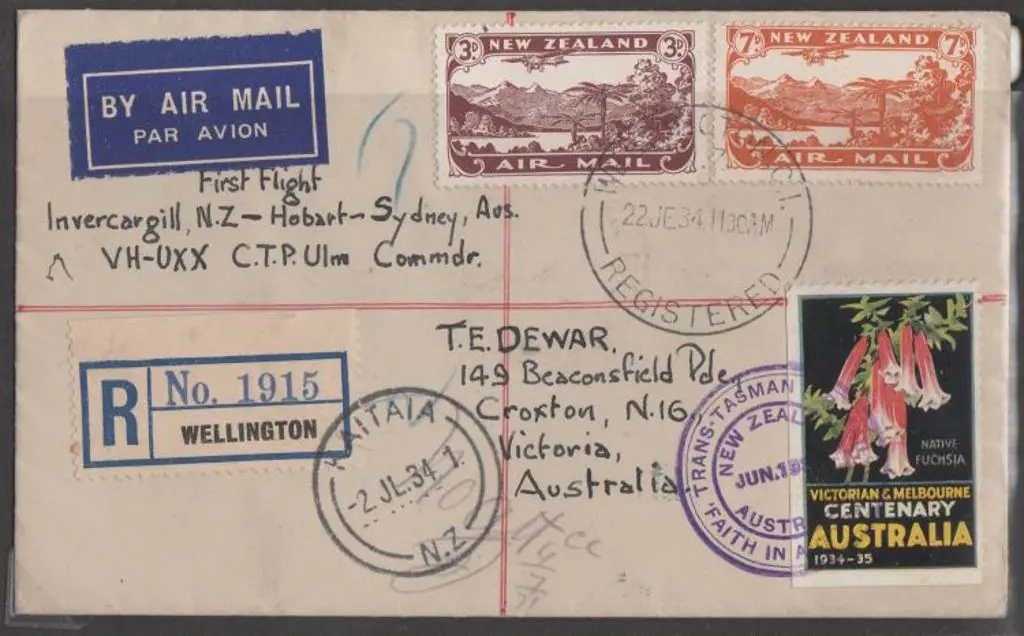 1934 (2nd July) New Zealand to Australia ... Image 1++