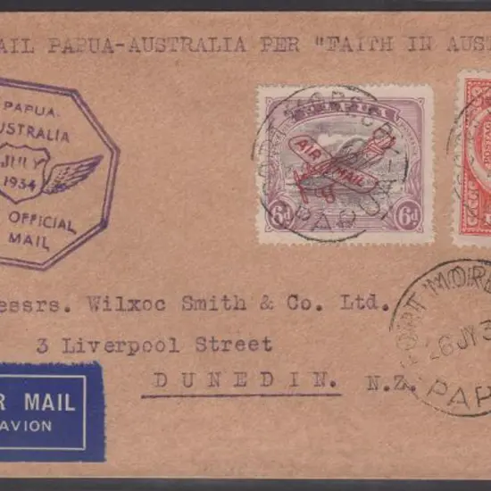 1934 (24th July) Papua to Australia cover with ...
