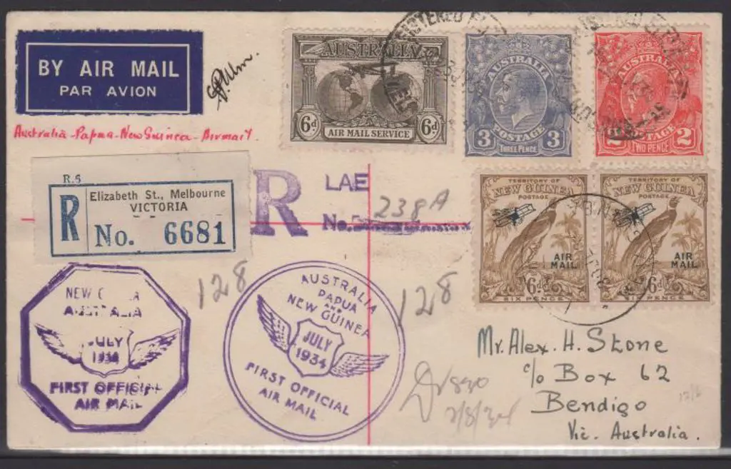 1934 (24th July) Australia to New Guinea & return ... Image 1++