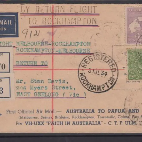 1934 (24th July) Melbourne to Rockhampton & return ...