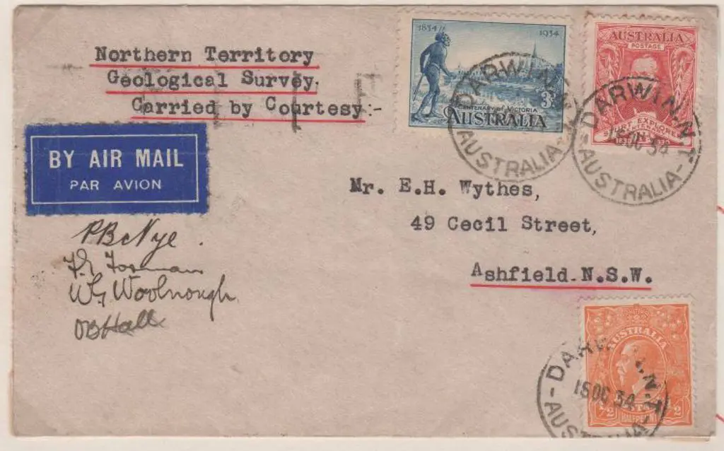 1934 (15th Oct) Darwin to Ashfield, NSW Geological ... Image 1++