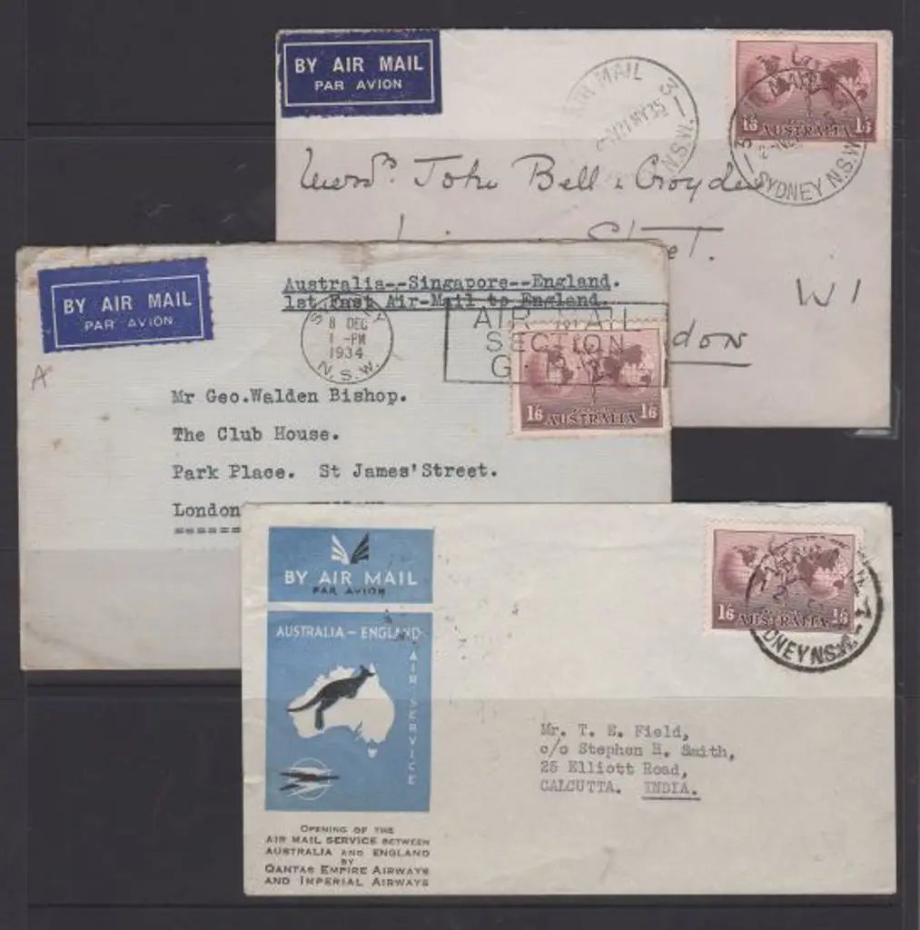 1934 (9-10th Dec) England to Australia Airmail by ... Image 1++