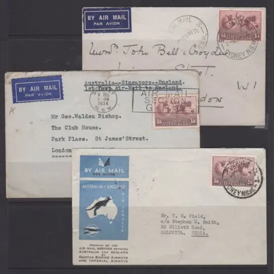 1934 (9-10th Dec) England to Australia Airmail by ...