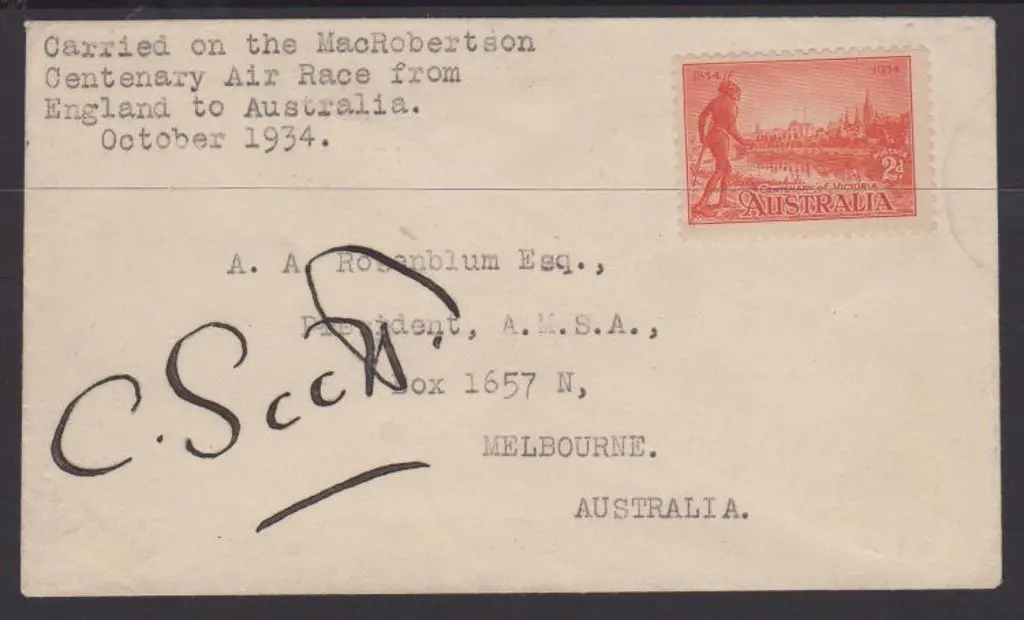 1934 (20th Oct) MacRobertson Air Race - Scott & ... Image 1++