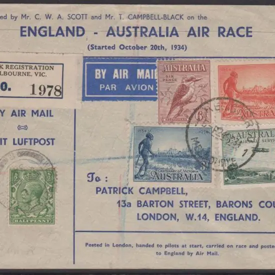 1934 (20th Oct) MacRobertson Air Race - ditto but ...