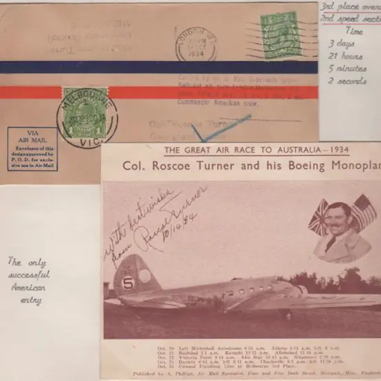 1934 (20th Oct) MacRobertson Air Race - ditto plus ...