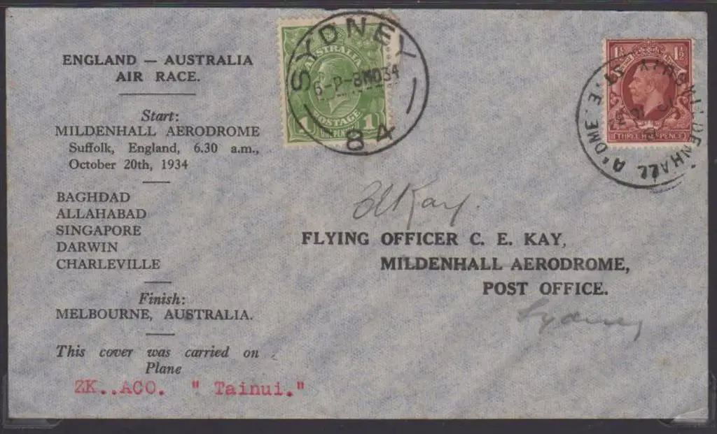1934 (20th Oct) MacRobertson Air Race - ditto AAMC ... Image 1++