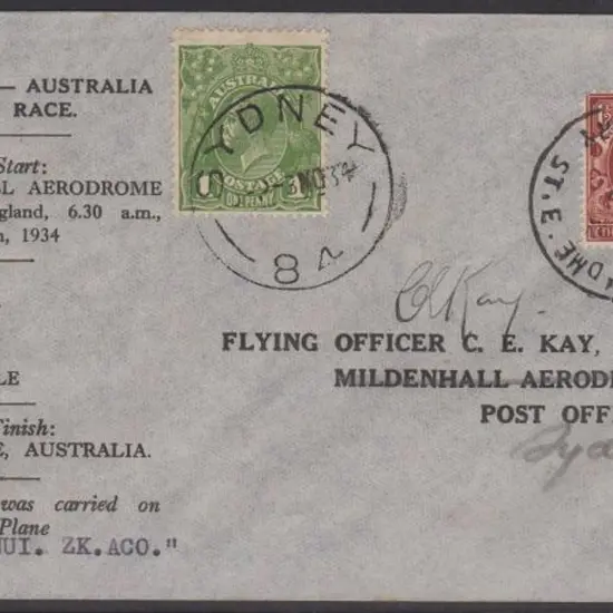 1934 (20th Oct) MacRobertson Air Race - ditto. ...
