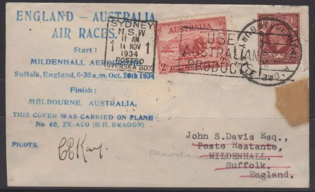 1934 (20th Oct) MacRobertson Air Race - ditto but ... Image 1++