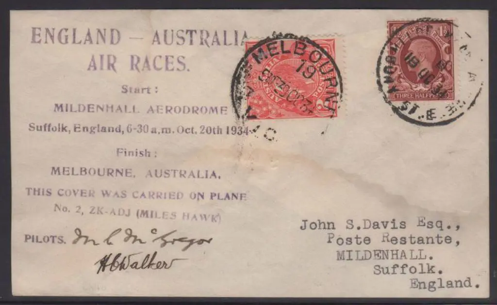 1934 (20th Oct) MacRobertson Air Race - N McGregor ... Image 1++