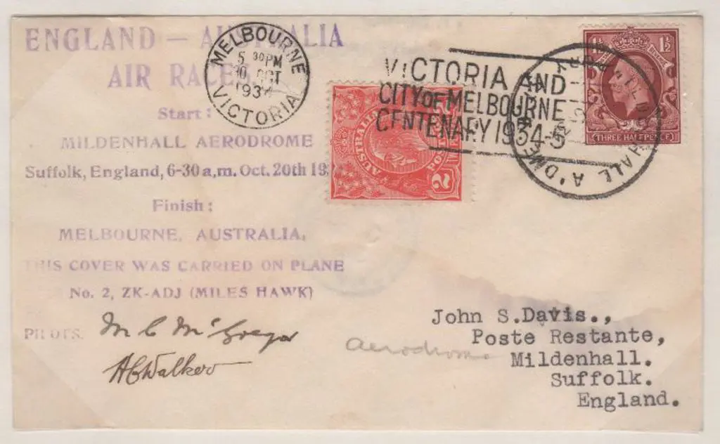 1934 (20th Oct) MacRobertson Air Race - ditto but ... Image 1++