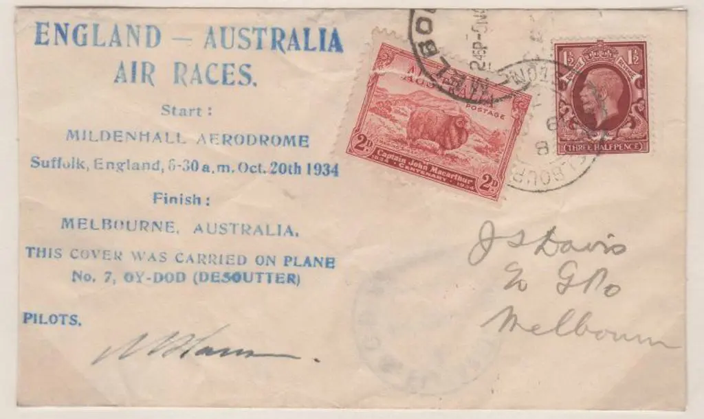 1934 (20th Oct) MacRobertson Air Race - M Hansen & ... Image 1++