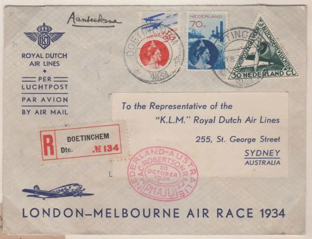 1934 (20th Oct) MacRobertson Air Race - KD ... Image 1++