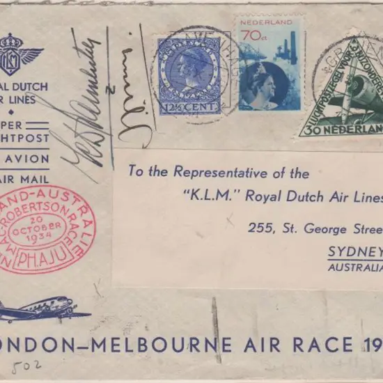 1934 (20th Oct) MacRobertson Air Race - ditto but ...