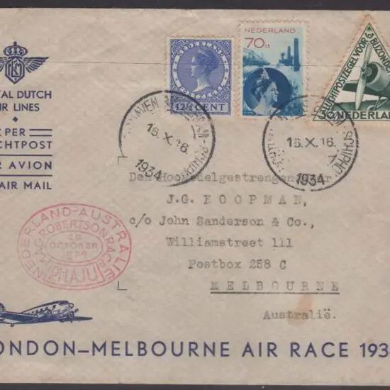 1934 (20th Oct) MacRobertson Air Race - ditto but ...
