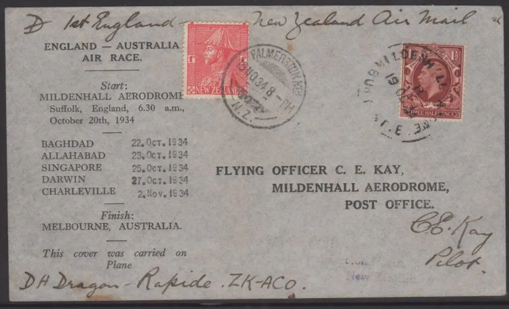 1934 (14th Nov) ditto but signed "CE Kay Pilot" ... Image 1++