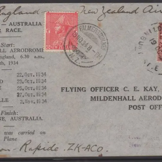 1934 (14th Nov) ditto but signed "CE Kay Pilot" ...