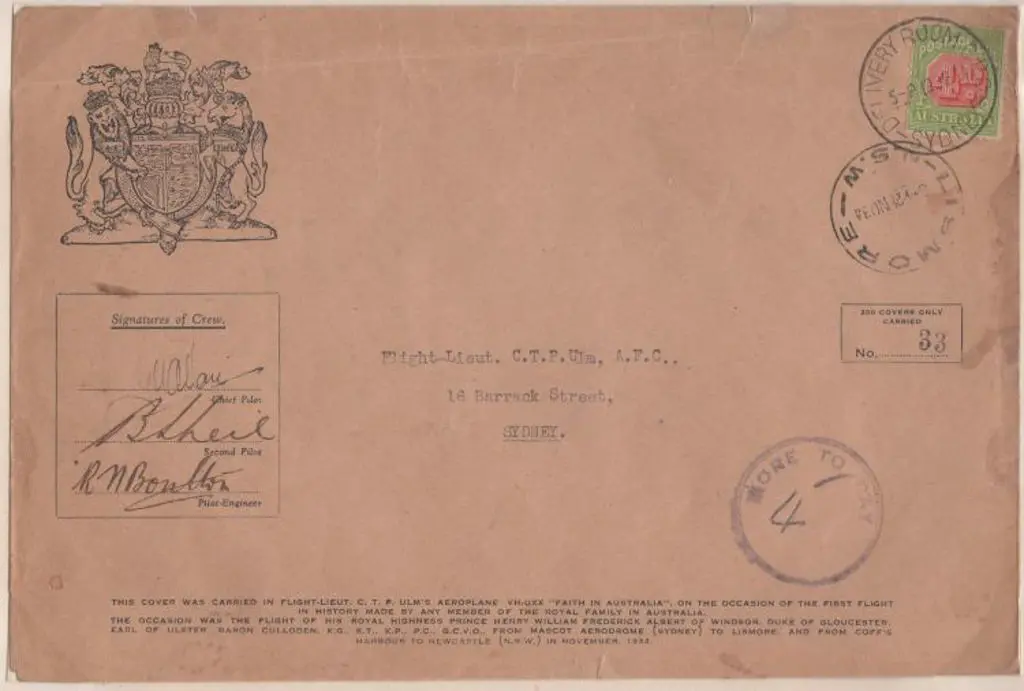 1934 (28th Nov) ditto but with 4d Postage Due tied ... Image 1++