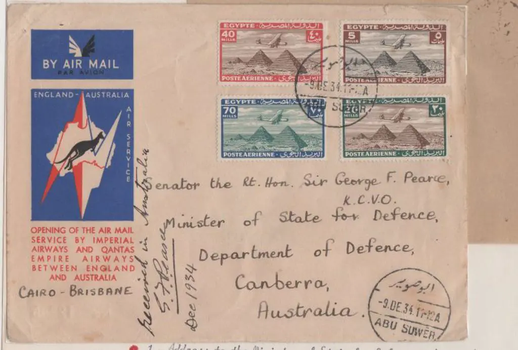 1934 (8th Dec) Egypt to Australia sector on above ... Image 1++
